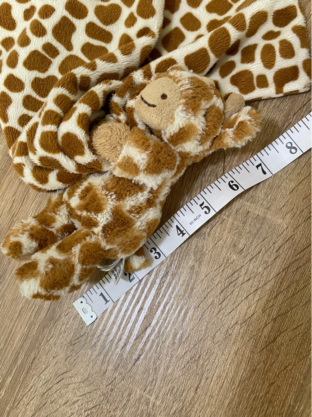 Jellycat Giraffe Baby Security Blanket Soother Soft Brown Tan Lovey Square 12” - Picture 8 of 9